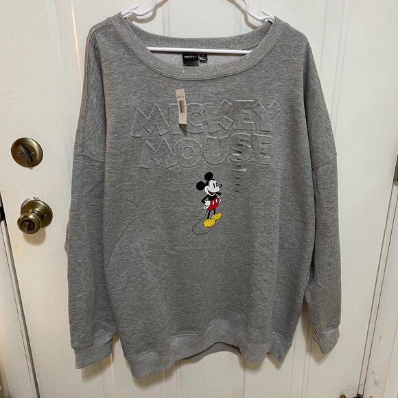 Disney Tops - Disney Mickey Mouse Embossed Sweatshirt Crew Neck Long Sleeve